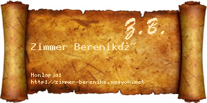 Zimmer Bereniké névjegykártya